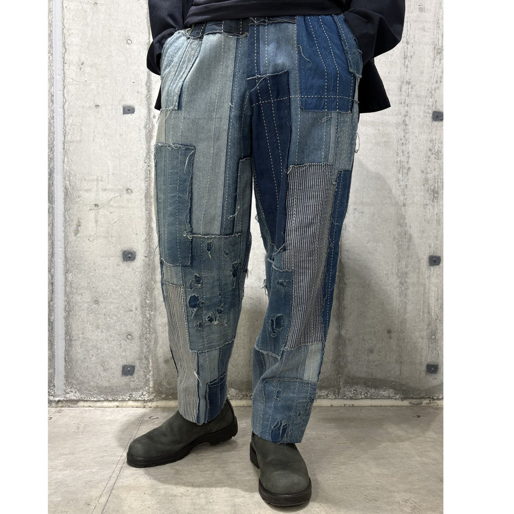KUON Boro Denim Pleated Trousers