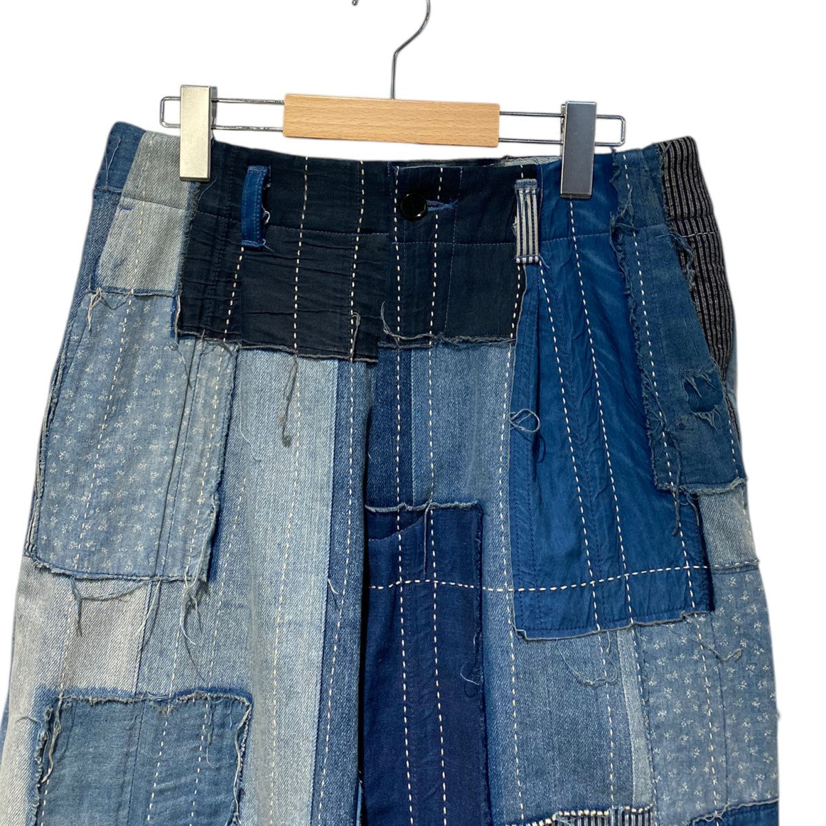 KUON Boro Denim Pleated Trousers